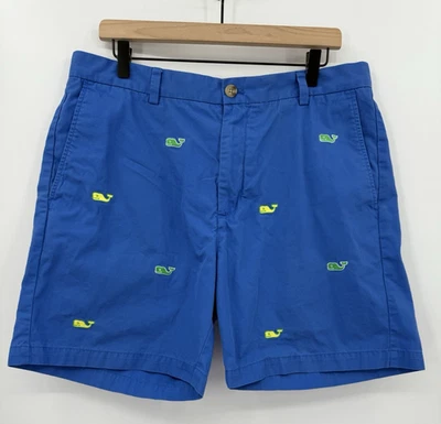 Pantalones Cortos Vineyard Vines Para Hombre 36 Azul Verde Pez Playa Vacaciones Algodón Preppy Foto 1 de 4
