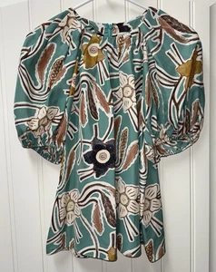 LN $ 425 DAMEN 6 MEDIUM (Brustumfang 40") ULLA JOHNSON SEIDE SHIRT OBERTEIL ANILA PUFFÄRMEL - Bild 1 von 4