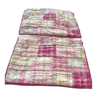 Fundas de almohada acolchadas a cuadros Pottery Barn Kids rosa madras retazos (2) Foto 1 de 4