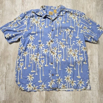 Camisa masculina havaiana Jos A Bank 100% seda com botões tamanho XL - Imagem 1 de 4
