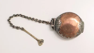 Ancienne Boîte à Bétel Lime Chunam Box Killotaya argent cuivre Ceylon 19e siècle - Photo 1/4