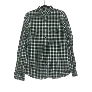 Banana Republic Luxe Flannel Shirt Check Grant Fit Size Large Green White - Picture 1 of 10