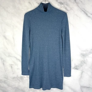Anthropologie Sol Angeles Waffelstrick Stehkragen Langarm Pullover Kleid Blau S - Bild 1 von 6