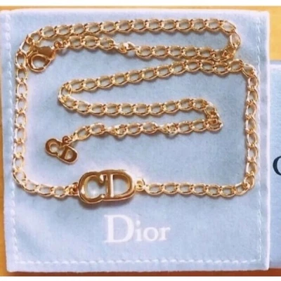 Christian Dior Choker Necklace Gold CD Logo Length: 17.3 in. - Image 1 of 4