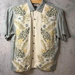 Tommy Bahama Herren Large Hawaiihemd Knopfleiste grün Seide Blumen Relax Palmen - Bild 1 von 5