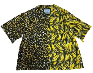 Prada Banana Leopard Double match Cotton Short Sleeve Shirt Size M - Picture 1 of 4