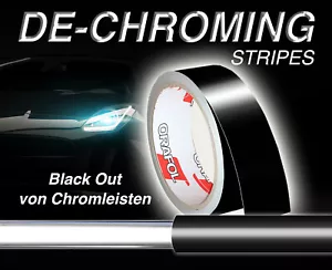 €52,00/m² Zierstreifen Auto Chromleiste Folie schwarz Glanz Matt Chrome Delete - Bild 1 von 4