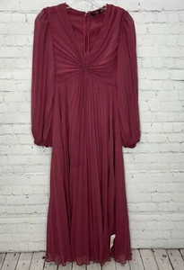 ASOS DESIGN Petite pleated bodice plunge neck midi dress - Picture 1 of 7