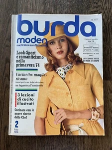 Vintage Burda Moden Style Magazine Complete with Patterns February 1974 - Foto 1 di 6
