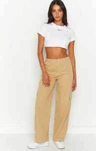 Pantalones cargo Beginning Boutique talla 10 para mujer nuevos con etiquetas Iva beige pierna ancha - Imagen 1 de 14