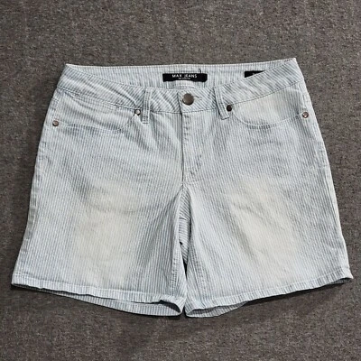 Pantalones cortos Max Jeans para mujer talla 10 ¡Ver medidas! Denim a rayas tiro bajo azul Y2K Foto 1 de 4