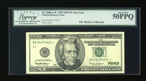 DBR 1999 $20 Chicago STAR Fr. 2086-G* Legacy AU-50 PPQ Serial BG01474221* - Picture 1 of 2