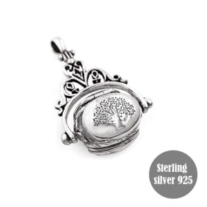 Tree of Life Spin Photo Locket Oval Shape Real Sterling Silver 925 - Picture 1 of 7