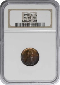 1915-S Lincoln Cent MS65RB NGC - Picture 1 of 4