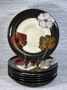Einzelne Pfaltzgraff bemalte Mohnblumen Speiseteller hellbraun mit farbigen Blumen - Bild 1 von 12