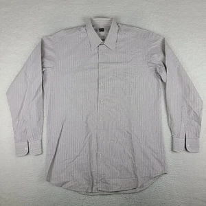 IKE Behar NYC Shirt Mens 16.5 36 Brown Black Purple Striped Dress Button Up USA - Picture 1 of 11