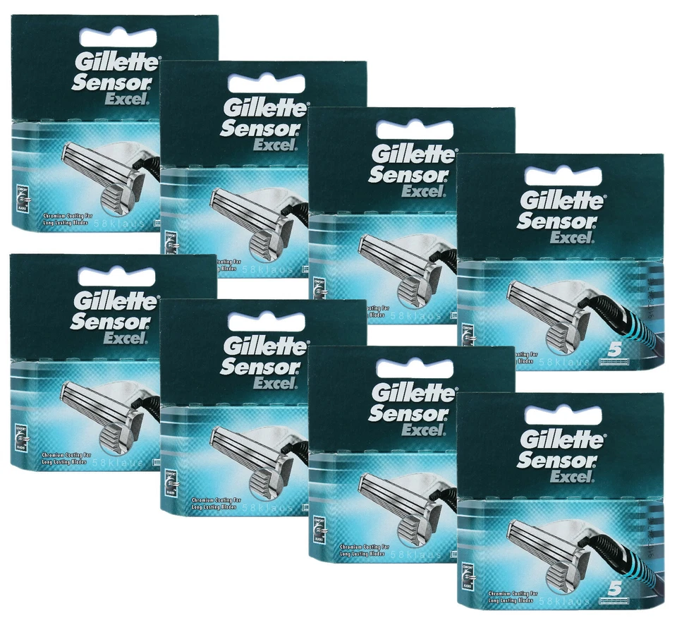 40 Gillette Sensor Excel Rasierklingen Ecxel Klingen 40 Stück in 8x 5er OVP - Bild 1 von 1