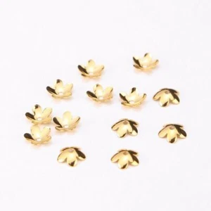 Acero inoxidable 5 pétalos flor cuentas cpas joyería artesanía oro flores tapas - Imagen 1 de 14