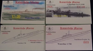 HP Models 1:700 WL -Dt. U-Boot-Konvolut 6 (4 verschiedene U-Boote aus WW 1) - Bild 1 von 22