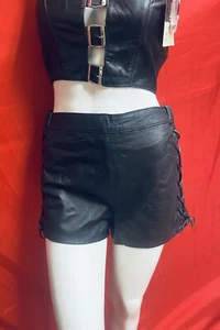 Vintage Black Leather Shorts Club Party Motorcycle Biker ,assorted. - Picture 1 of 13