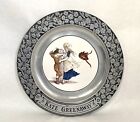 Kate Greenway Girls in the Wind Hat Flying Away Pewter 11" Collectible Plate