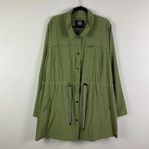 Torrid Happy Camper Stretch Woven Anorak Jacket Size 4X Green Drawstring - Picture 1 of 11