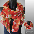 Schal / Scarf Schultertuch Tuch Loop Halstuch Cloth - Floral Print - Tomate rot