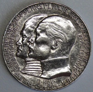 Hessen 5 Mark 1904, Ernst Ludwig und Philipp von Hessen, Silber - Bild 1 von 2
