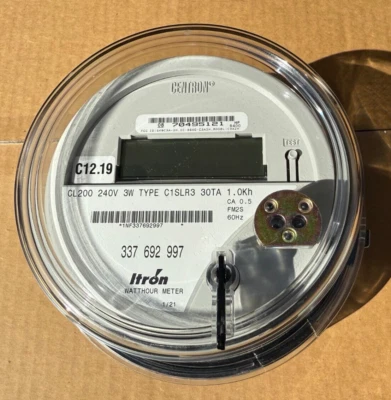 NEW ~ ITRON Centron Watthour Meter CL200, 240V, 3W, C1SLR3, 30TA, 1.0Kh - Image 1 of 4