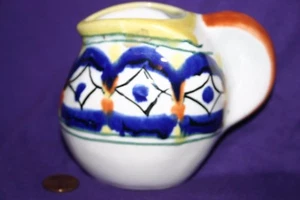 Vintage Creamer White with blue, yellow and orange ethnic design Peru? - Picture 1 of 3
