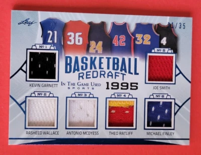 KEVIN GARNETT JERSEY CARD #d31/35 MICHAEL FINLEY JOE SMITH RASHEED WALLACE THEO - Image 1 of 3