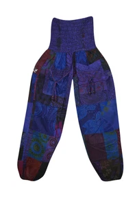 Patchwork Cotton Harem Pants Printed High Waist Lounge Comfy Gypsy Pants S/M
