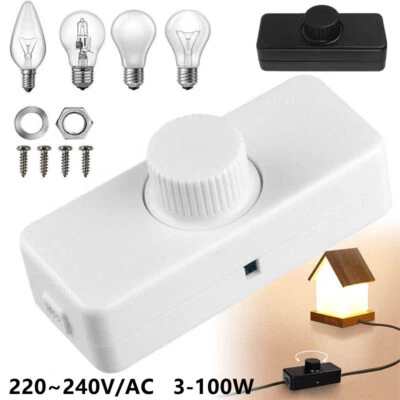 Inline LED Knob Rotary On/Off Trailing Edge Dimmer Switch 220~240V/AC 3-100W - Image 1 of 4