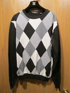 Golden Bear Men's Black Gay White Argyle Knit Cotton Sweater Size L - Picture 1 of 8