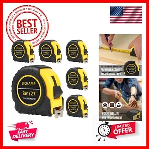 27FT/8M SAE and Metric Tape Measure 6 Pack, Retractable and Easy Read Measuri... - Picture 1 of 8