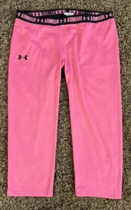 Under Armour Girls' Fitted Capri Legging Pink/gray  XL Elastic Waist - Picture 1 of 7