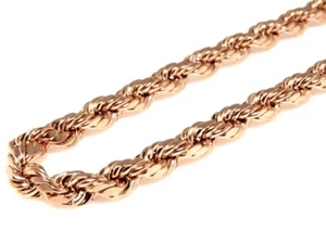 Men's Ladies Real 14K Rose Gold Solid Rope Chain 5MM 18"-28" - Afbeelding 1 van 5