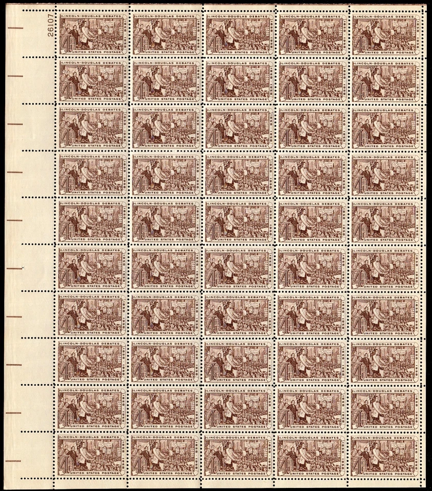 Scott #1115 Lincoln-Douglas Debate Sheet of 50 Stamps - MNH P#26107 UL - Image 1 of 1