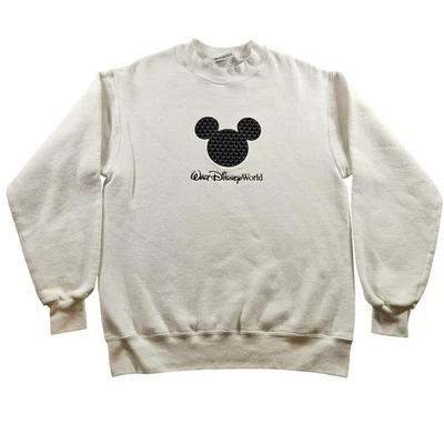 Moletom Walt Disney World masculino pequeno branco gola redonda bordado Mickey Mouse - Imagem 1 de 4