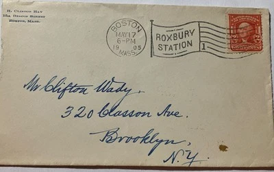 Boston Mass Postal History 1905 Nice Flag Cancel Roxbury Station - Image 1 of 3