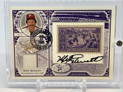 2005 LEAF CENTURY COLLECTION #S-18 MIKE SCHMIDT AUTOGRAPH STAMP JERSEY SP #1/5 - Image 1 of 4