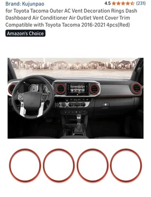 Anillos decorativos exteriores de ventilación de CA para Toyota Tacoma 2016-2021 Foto 1 de 2