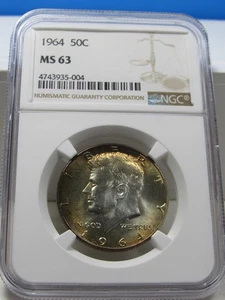 1964 P Kennedy half dollar NGC MS 63 toned coin  (5-004) - Picture 1 of 4