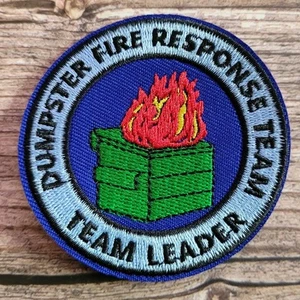 Lustige gestickte Bügelbild-Aufnäher Müllcontainer Feuerwehr Teamleiter - Bild 1 von 2