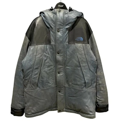 THE NORTH FACE 紫色标签男式山地羽绒皮革夹克蓝色 L 码二手 — 第 1/4 张图片