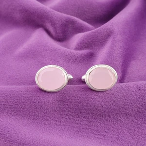 925 Sterling Silver Rose Chalcedony Stone Pink Best Daughters Gift Cufflinks - Picture 1 of 6