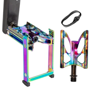 GORIX (Gorix) Bicycle Pedal Flat Pedal Stand Built-in Pedal Stand Oil Slick Alum - Picture 1 of 8
