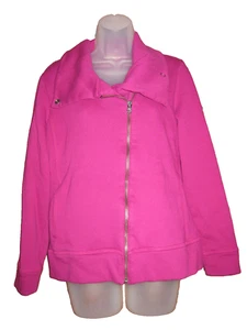 Talbots Knit Fleece Moto Jacket Magenta Pink Purple Full Zip Size M - Picture 1 of 8
