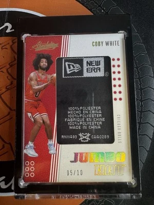 2019-20 Panini Absolute Rookie Bulls Coby White /10 Jumbo Hat Logo New Era - Image 1 of 4
