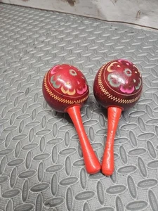 Vintage Hand Carved & Painted Maracas Guyana 1960s - Picture 1 of 4